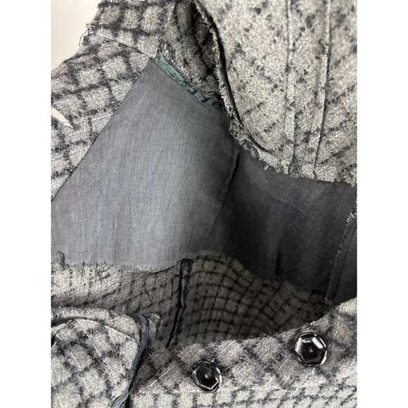 Vtg 50s R&K Gray Black Checker Wool Fit Flare Button Dress Size Small Womens - Picture 2 of 8